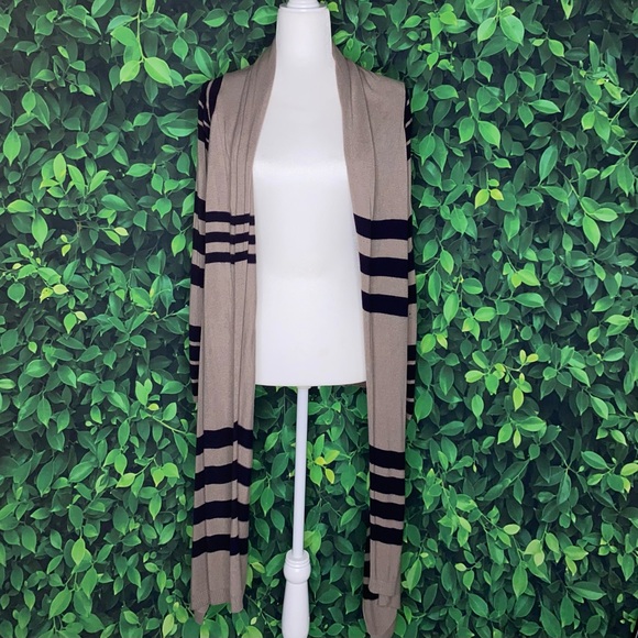 Love 21 Sweaters - STRIPED OPEN FRONT LONG-SLEEVE SCARF CARDIGAN · SIZE XS, FITS S/M
